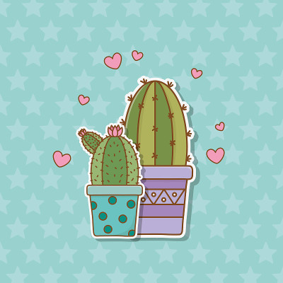 cactus sticker kawaii style