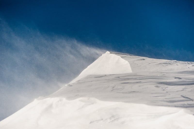 天空下清高的雪堆