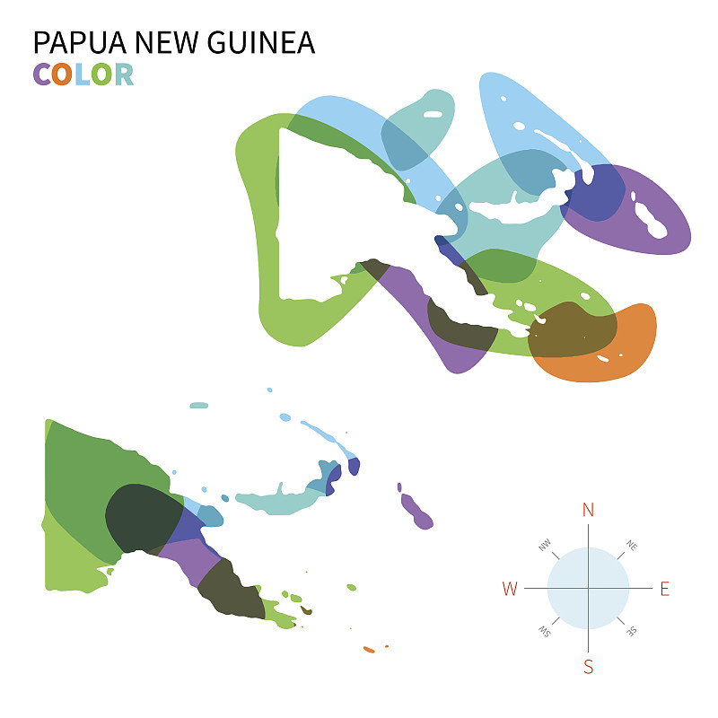 Abstract vector color map of Papua New Guinea with