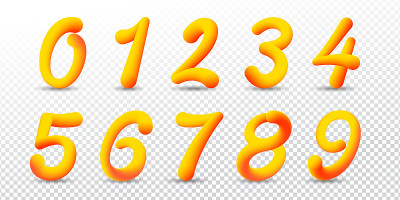 矢量数字0-9在3d样式与梯度生动的颜色。