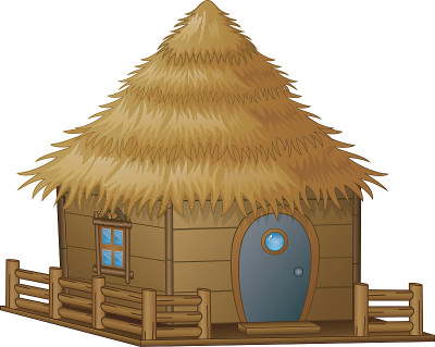 白色背景上的卡通小屋