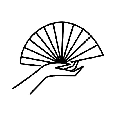 女人的手,风扇。说明矢量图标