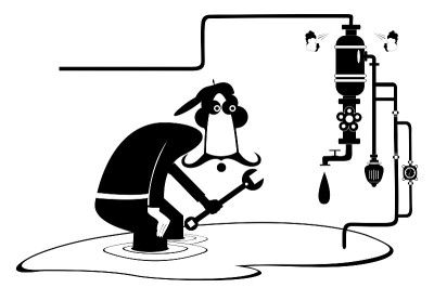 Breakdown, mechanic and pipe construction illustra