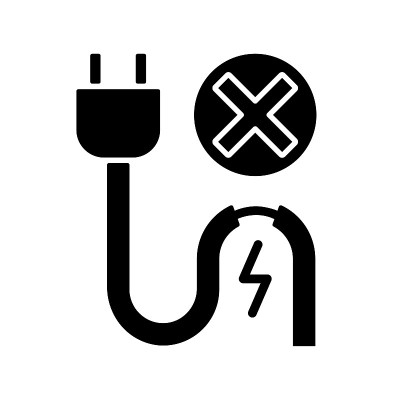 电缆损坏时请勿使用黑色字形手动标签图标