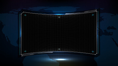 抽象的未来主义背景的蓝黑科技科幻框架文档软件显示hud UI