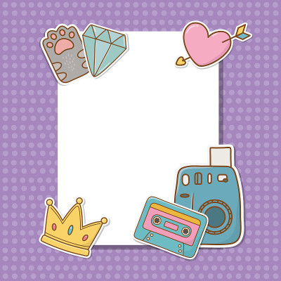 postcard with stickers kawaii