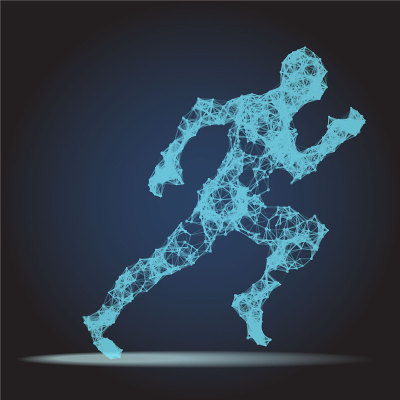 Running 3D wire frame human body polygonal