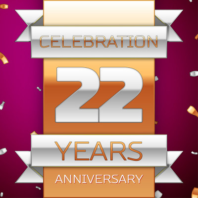 Realistic Twenty two 22 Years Anniversary Celebrat