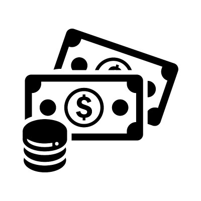现金，硬币，钱，黑色利润图标