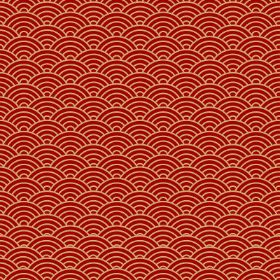 红色中国无缝图案，东方背景。矢量图