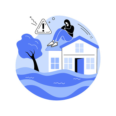 洪水抽象概念矢量图。