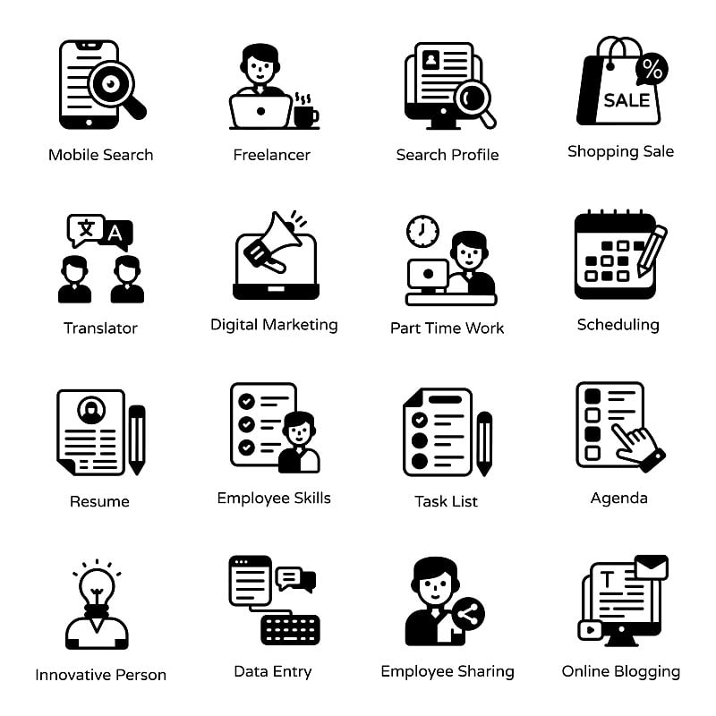 Pack of Freelancing Solid Icons