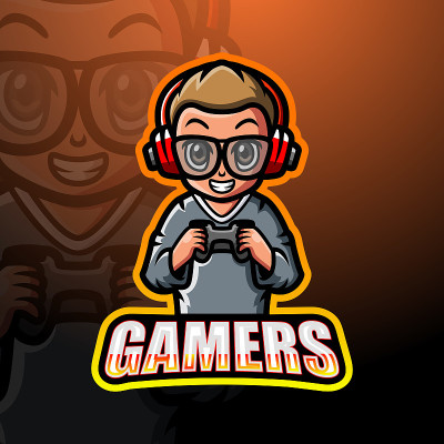 Gamer boy吉祥物电竞徽章设计