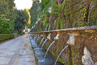 公园和喷泉，Villa d'Este在蒂沃利，意大利