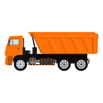 向量翻斗卡车。转储。孤立在白色背景上。