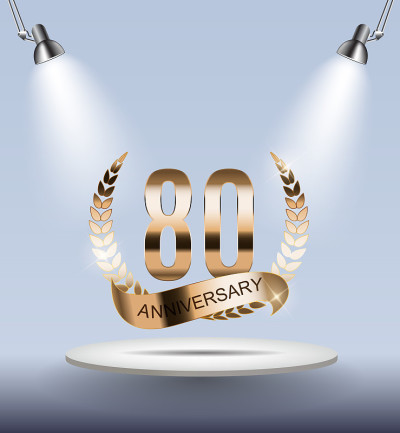 模板符号80周年矢量插图