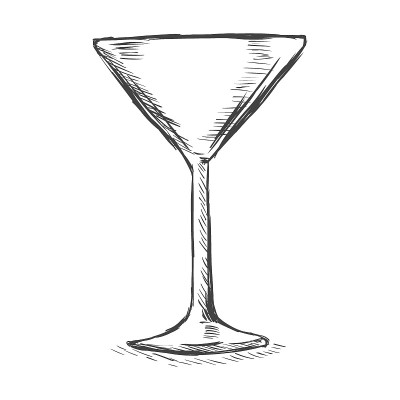矢量单素描鸡尾酒杯