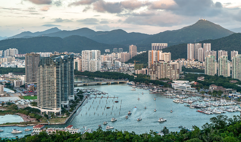 航拍海南岛建筑景观天际线