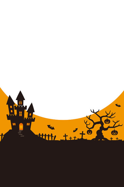 Halloween night, black castle on the moon backgrou