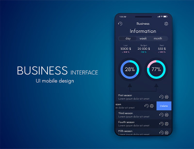 Fitness app. Ui ux design. UI design concept with 