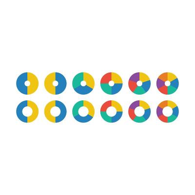 饼图图标向量图图表符号，用于大数据分析报告和统计信息的平面颜色