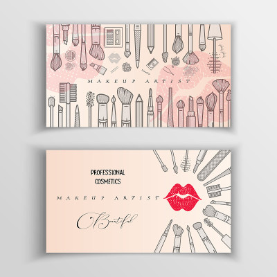 Makeup artist business card. Vector template.