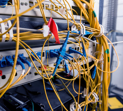 Server room with computers for internet. Network c