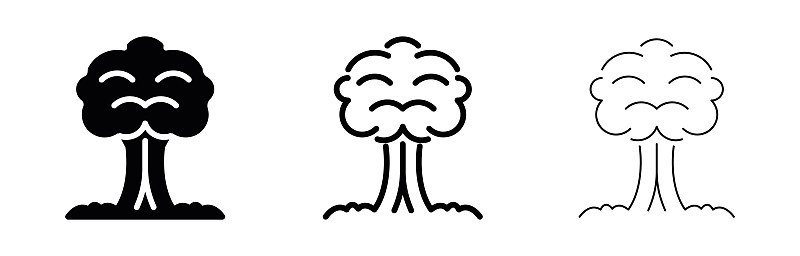 核爆炸射击图标。可编辑的行向量。闪电冲击波。
