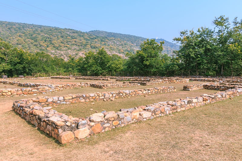 Jivakamravana的废墟，由Jivaka Kumar bacha建造的寺庙或寺庙，位于印度比