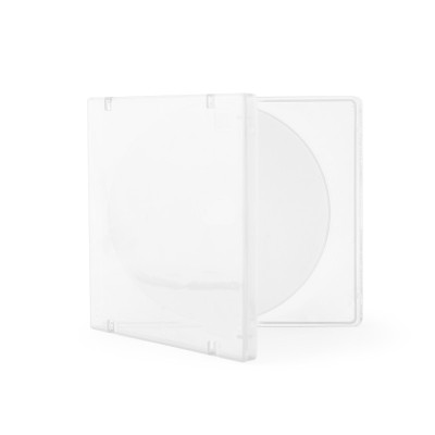 真实的白色cd与盒盖模板隔离在白色背景和剪切路径