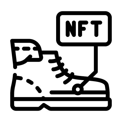 基于虚拟区块链的运动鞋线图标矢量插图