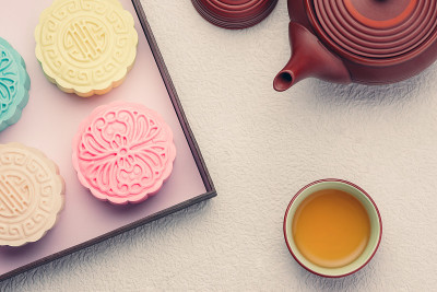复古风格的中国中秋节食品