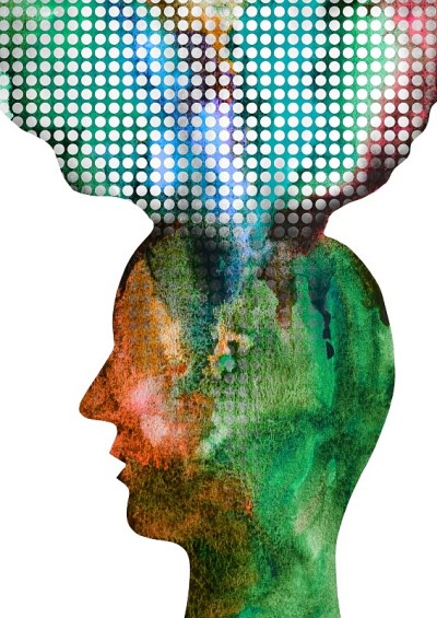 图文水彩画插图互联网，冥想