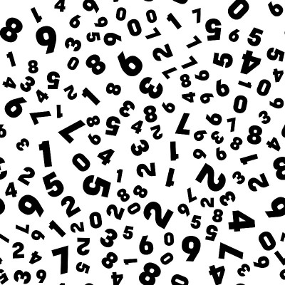 数字无缝图案背景。黑色数字镶嵌。向量壁纸