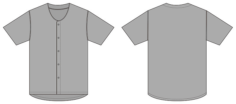 运动衫短袖衬衫(棒球制服衬衫)模板矢量插图