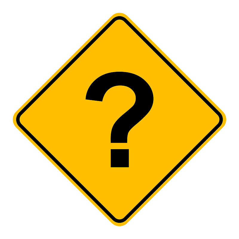 Question mark and road sign