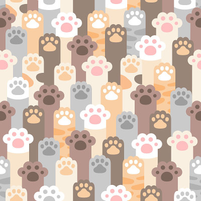 猫爪脚印无缝图案背景