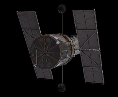 太空望远镜孤立的黑色背景3D插图