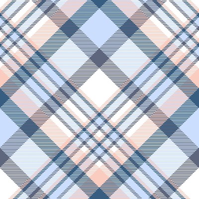 Plaid pattern in blue, pale coral, white and gray.