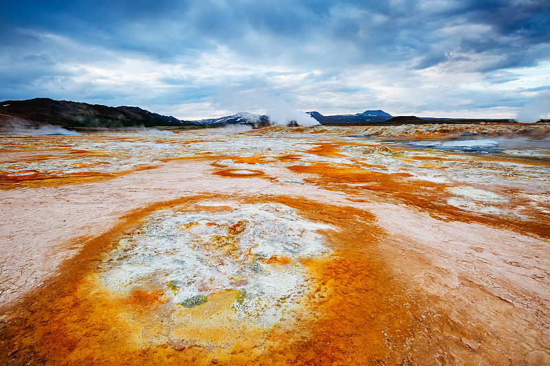 地热区Hverir (Hverarond)。位于欧洲冰岛东北部克拉夫拉的米凡特湖。