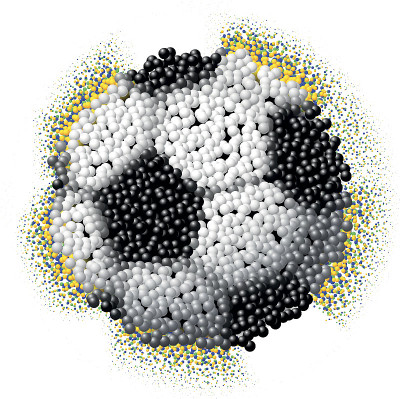由分散的3D粒子组成的足球