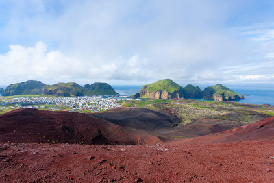 黑梅镇鸟瞰图从埃尔德费尔火山。