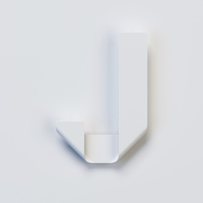 折纸字体，折叠缎带字体，字母J