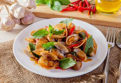 炒蛤辣椒，泰国食品
