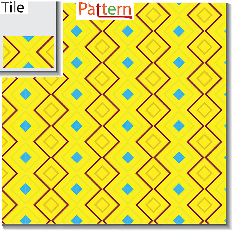 多色对角线方形型无缝图案向量，看起来像多色几何宝石，如平格子图案，它是无缝方形艺术图案和格子纹理图案