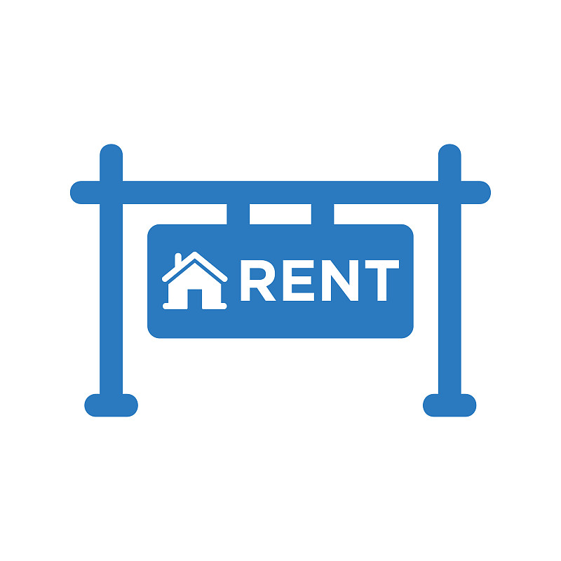 Real estate rent sign icon blue