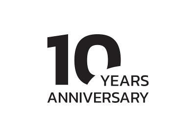 十周年的标志。10年庆祝图标或徽章。矢量插图。
