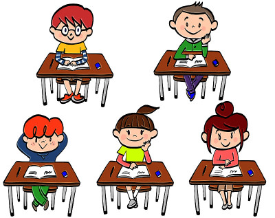 孩子们在书桌前学习