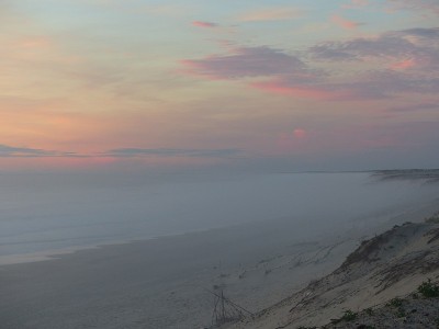 朗德海滩，夕阳