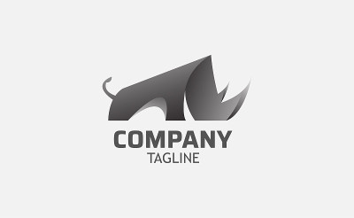 插图矢量标志模板的犀牛与尖锐的角